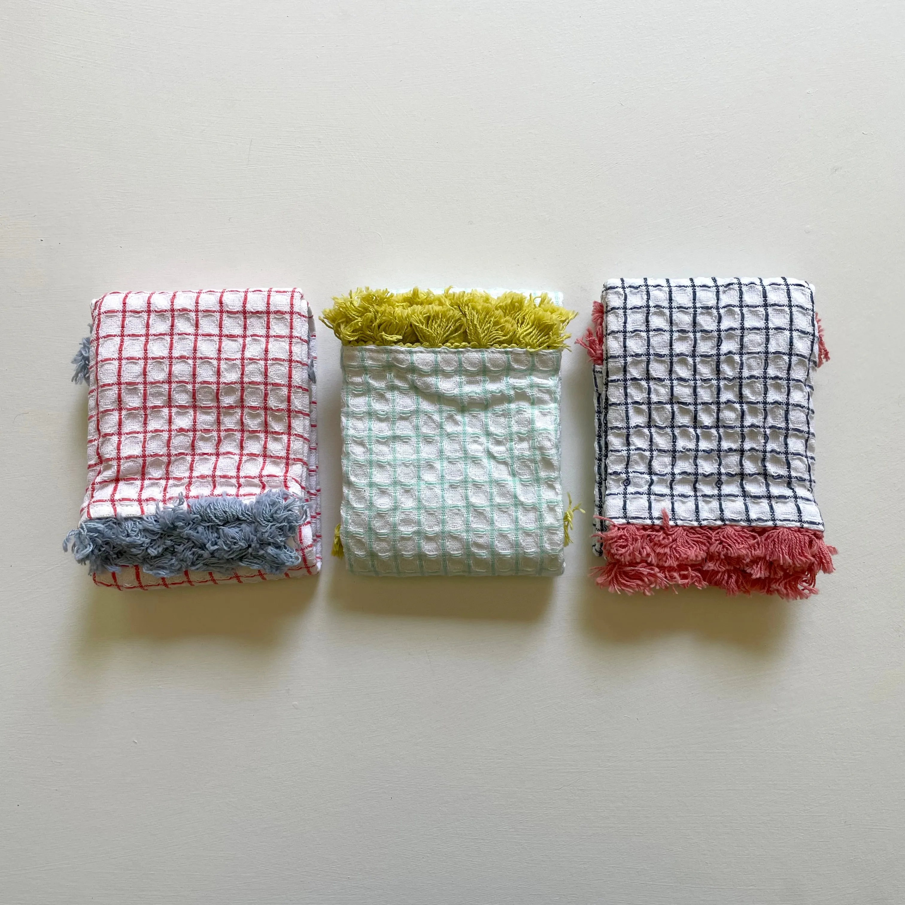 100% cotton waffle fringe kitchen dishcloths