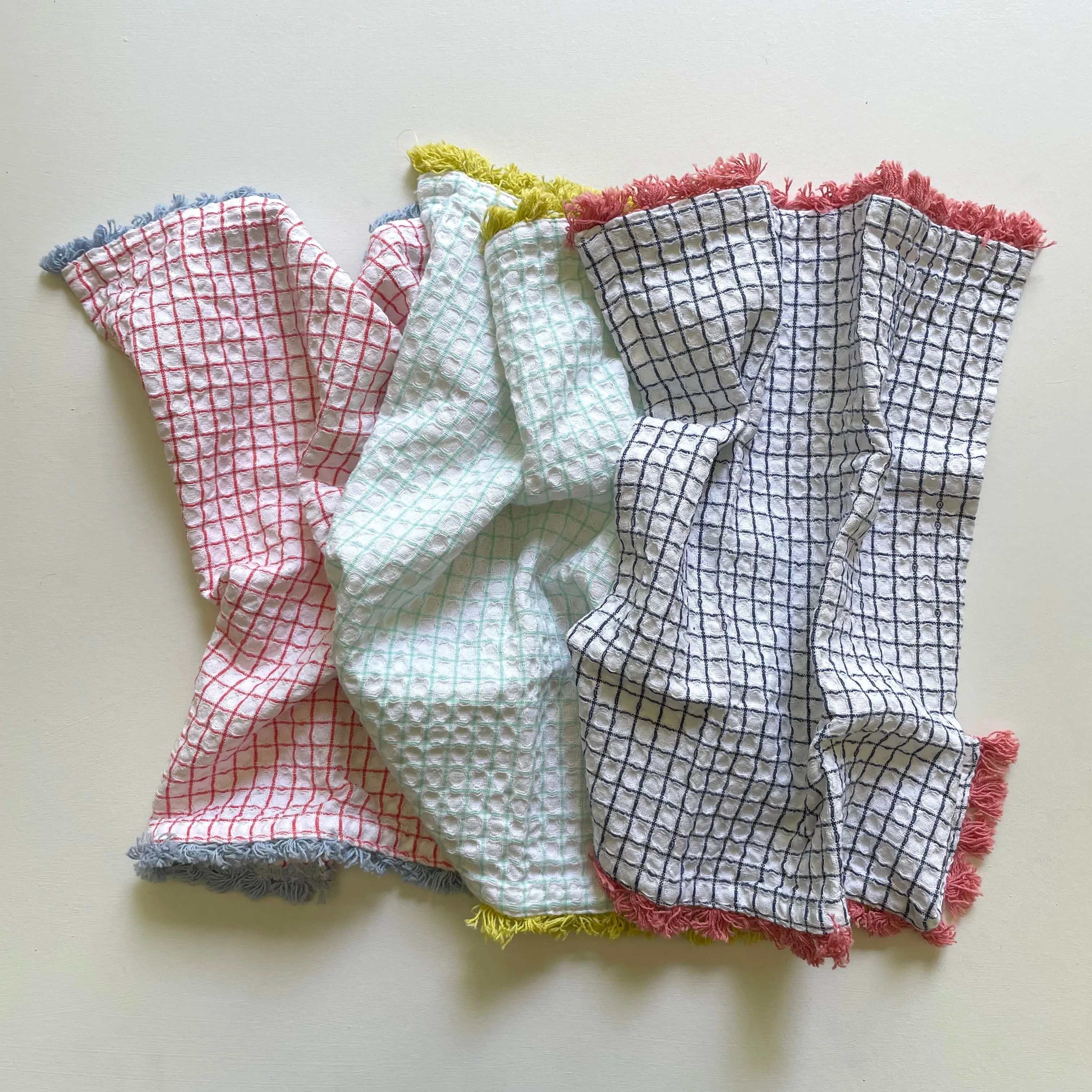 100% cotton waffle fringe kitchen dishcloths