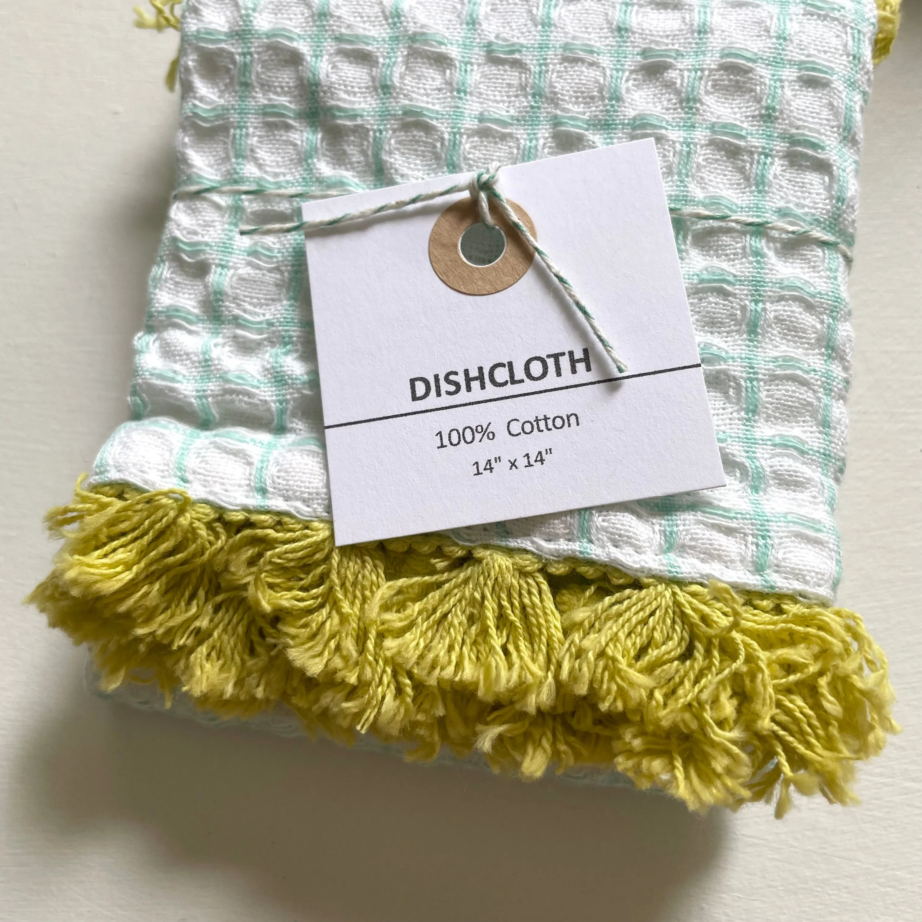 100% cotton waffle fringe kitchen dishcloths