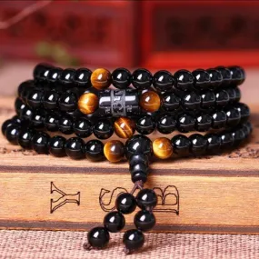 108 Mala Beads Bracelet Tiger Eye Stone Crystal Bracelet