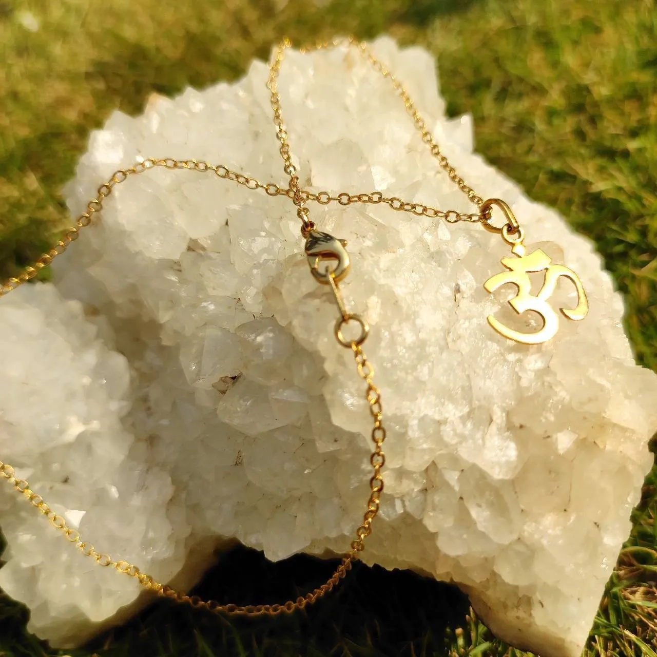 14k Gold Handmade Om Chain Necklace