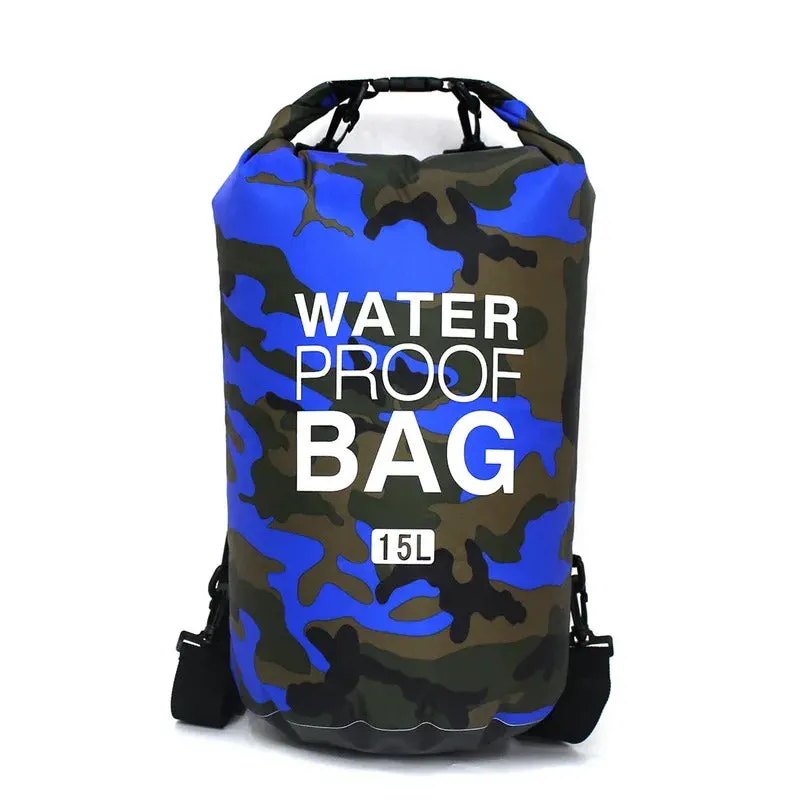 2/5/10/15/20/30L Outdoor Camouflage Waterproof Portable Rafting Diving Dry Bag Sack PVC Coated Swimming Bags for River Trekking