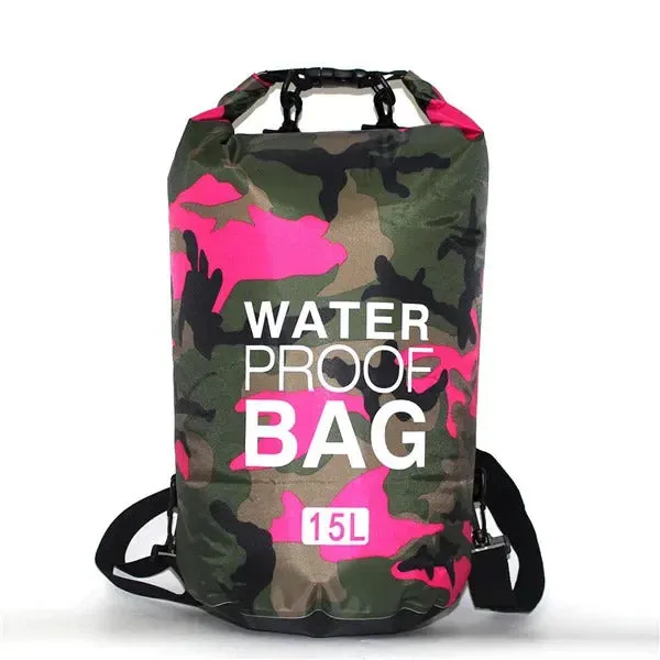 2/5/10/15/20/30L Outdoor Camouflage Waterproof Portable Rafting Diving Dry Bag Sack PVC Coated Swimming Bags for River Trekking