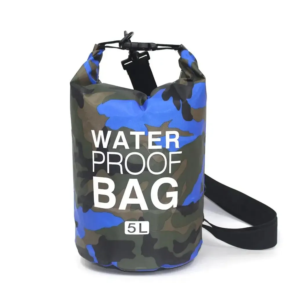 2/5/10/15/20/30L Outdoor Camouflage Waterproof Portable Rafting Diving Dry Bag Sack PVC Coated Swimming Bags for River Trekking