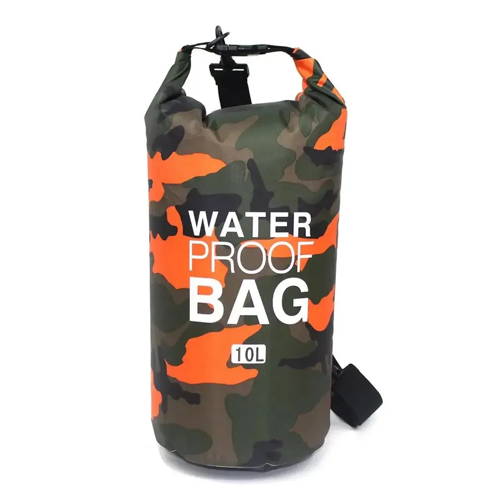 2/5/10/15/20/30L Outdoor Camouflage Waterproof Portable Rafting Diving Dry Bag Sack PVC Coated Swimming Bags for River Trekking