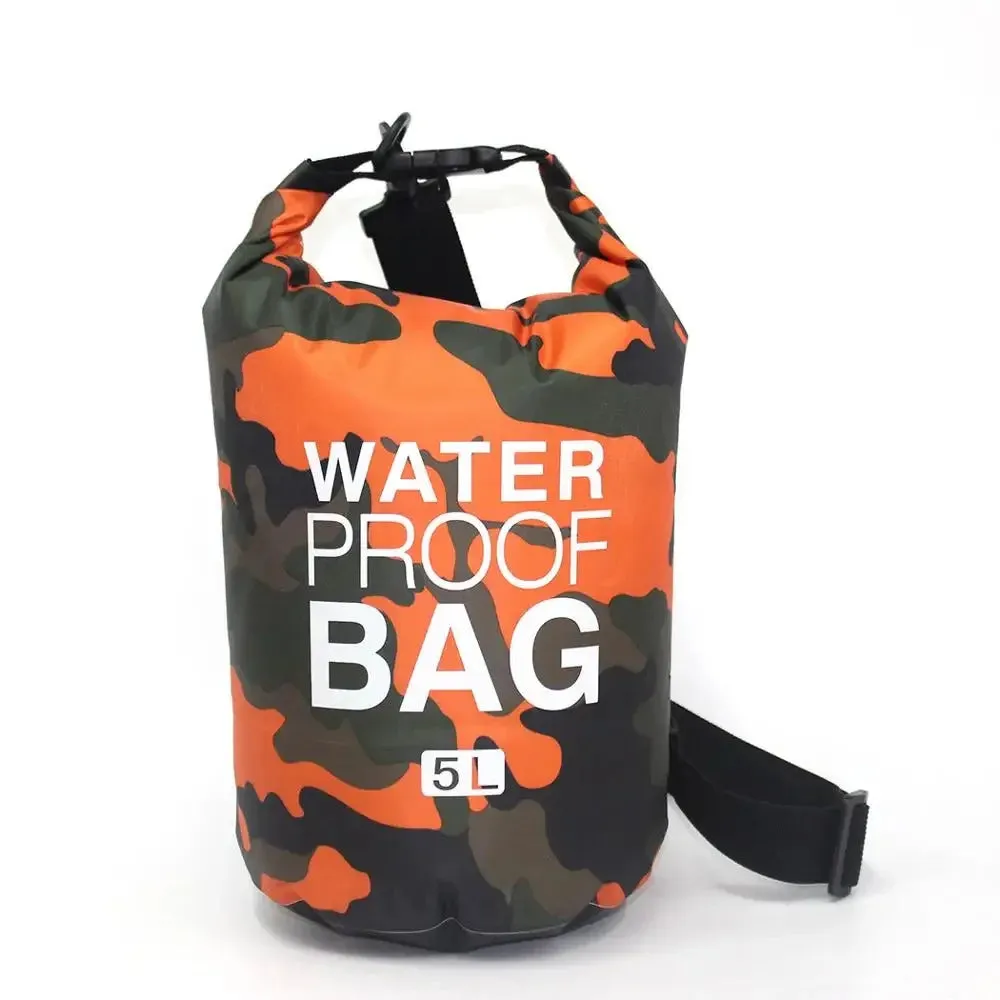 2/5/10/15/20/30L Outdoor Camouflage Waterproof Portable Rafting Diving Dry Bag Sack PVC Coated Swimming Bags for River Trekking