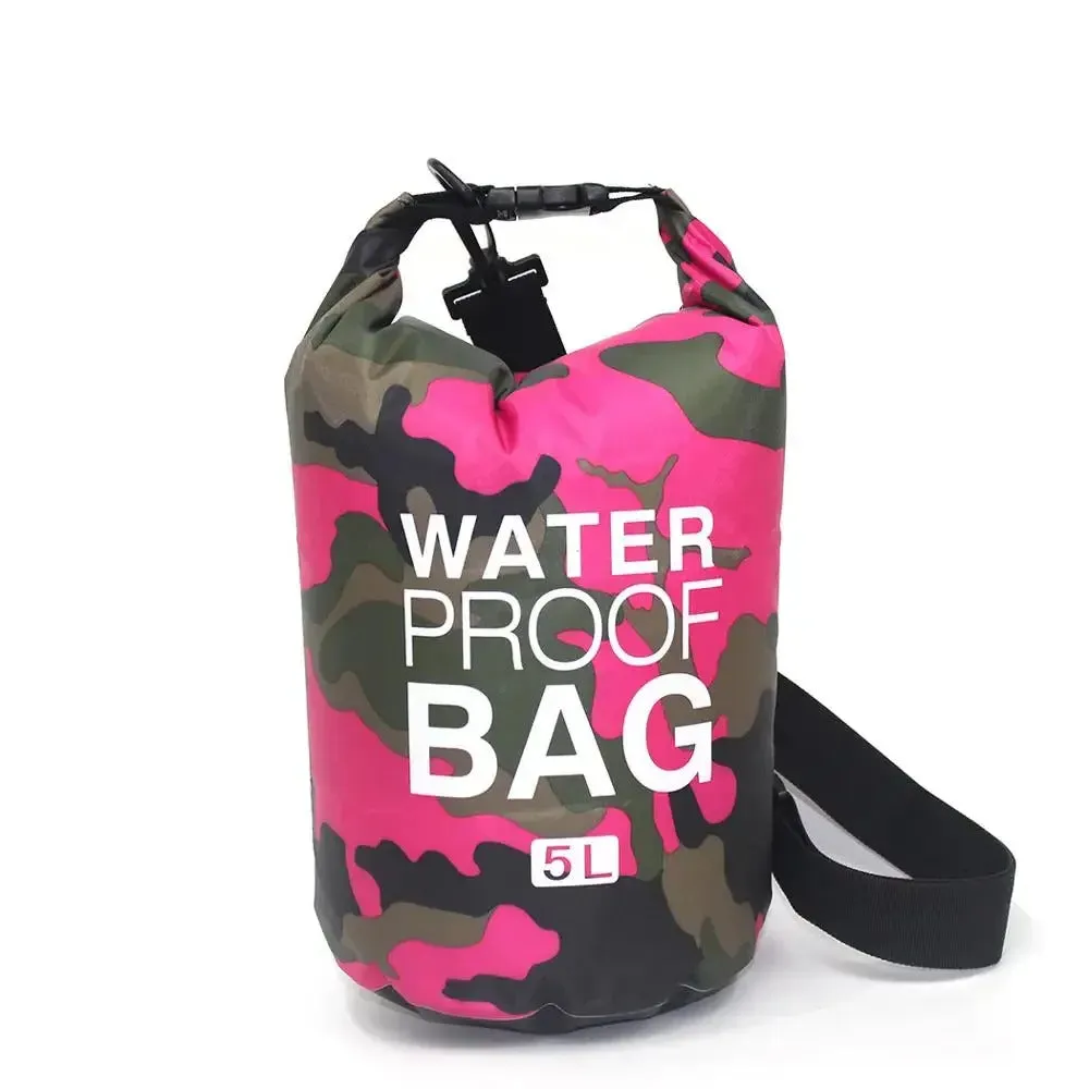 2/5/10/15/20/30L Outdoor Camouflage Waterproof Portable Rafting Diving Dry Bag Sack PVC Coated Swimming Bags for River Trekking