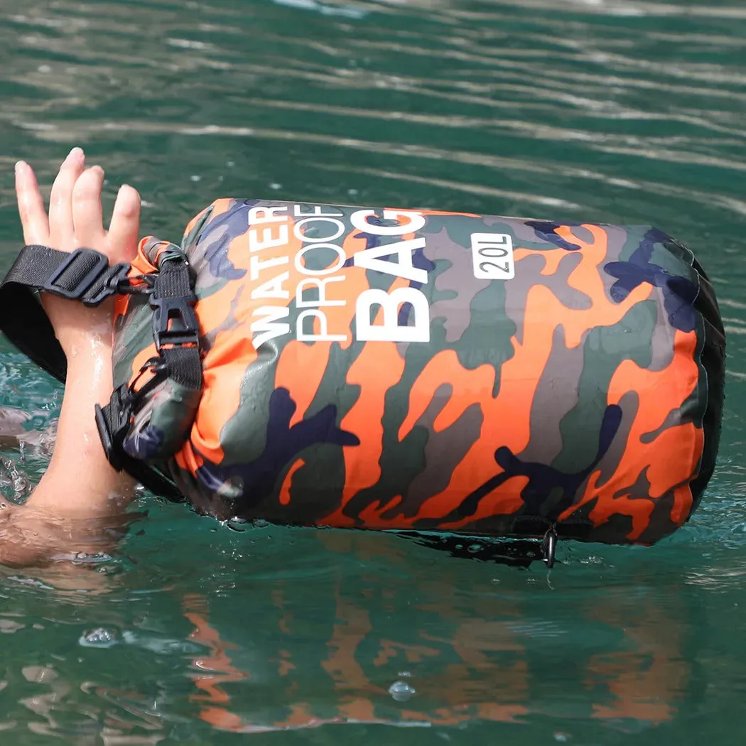 2/5/10/15/20/30L Outdoor Camouflage Waterproof Portable Rafting Diving Dry Bag Sack PVC Coated Swimming Bags for River Trekking