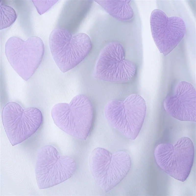 500 PCS Lavender Silk Heart Rose Petals Wedding Flower Decoration Vase Home Bridal Décor