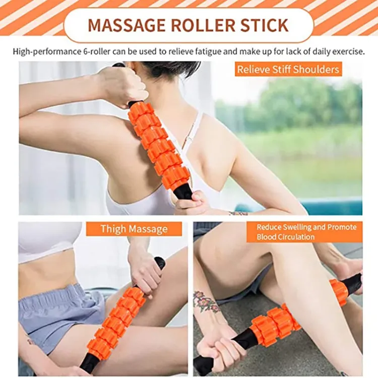 6pcs/set Crescent Hollow Foam Roller Yoga Column Set Fitness Muscle Relaxation Massager Set(33cm Pink)