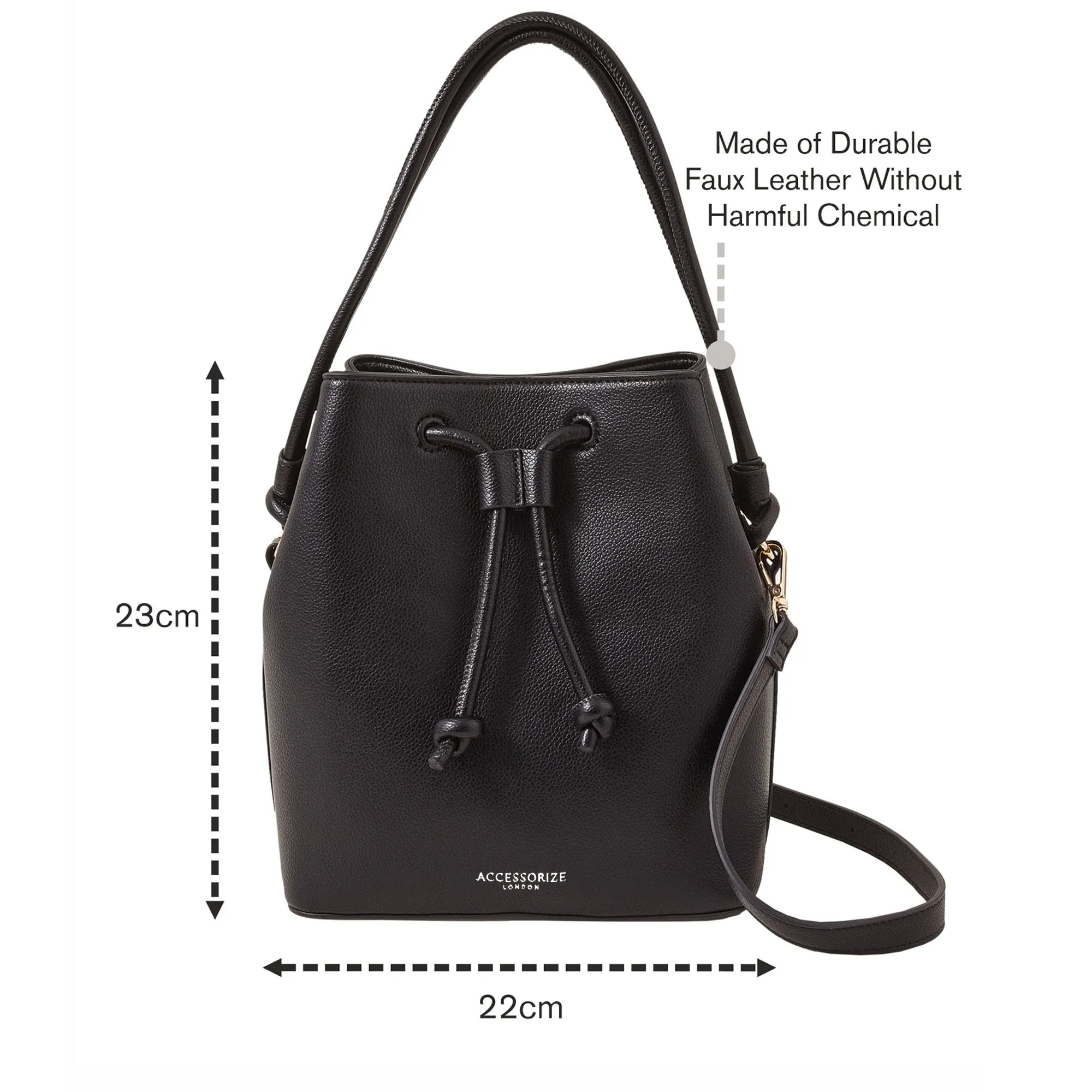 Accessorize London Women's Black Duffle Handheld Bag