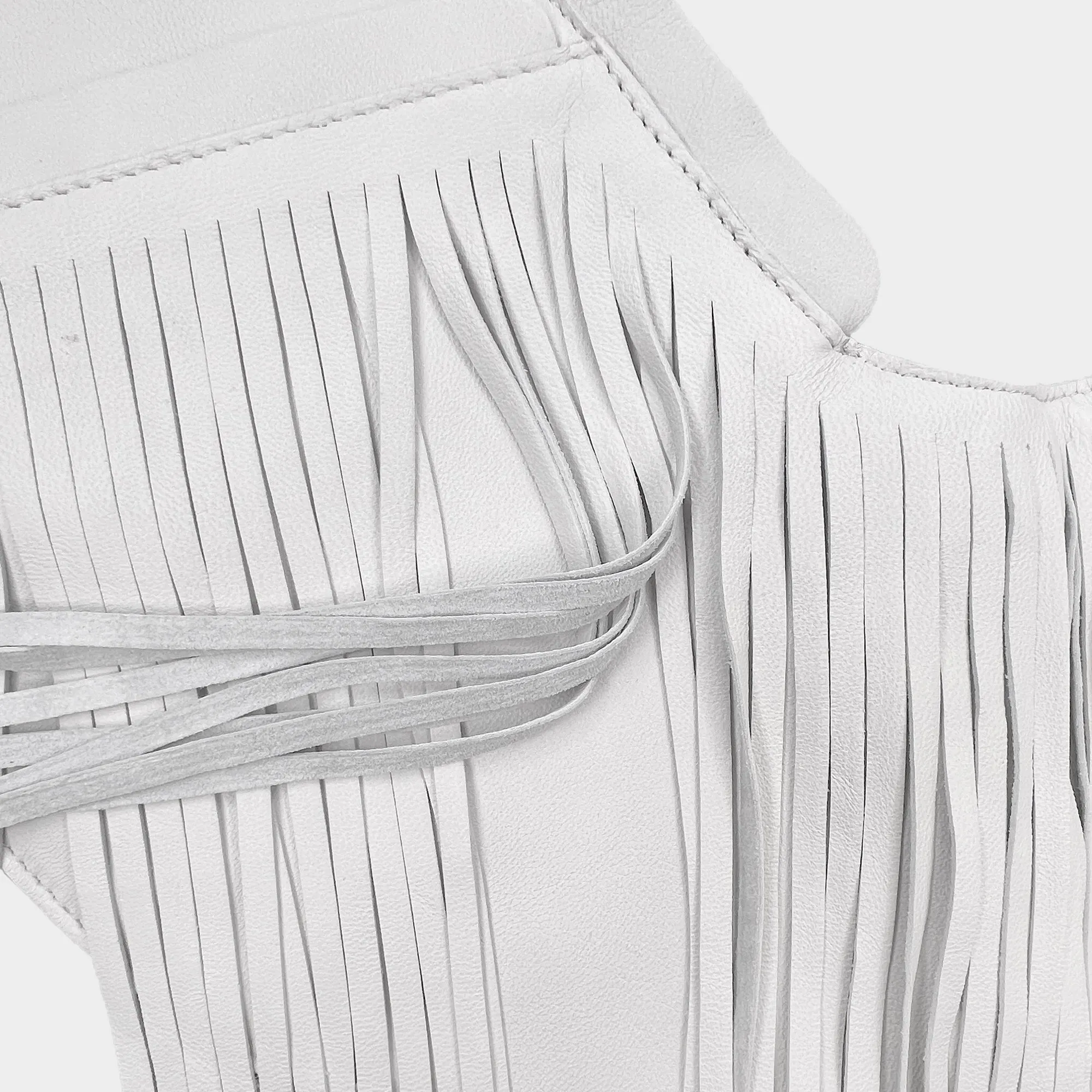 Alabaster Fringe Leather Sash Bag