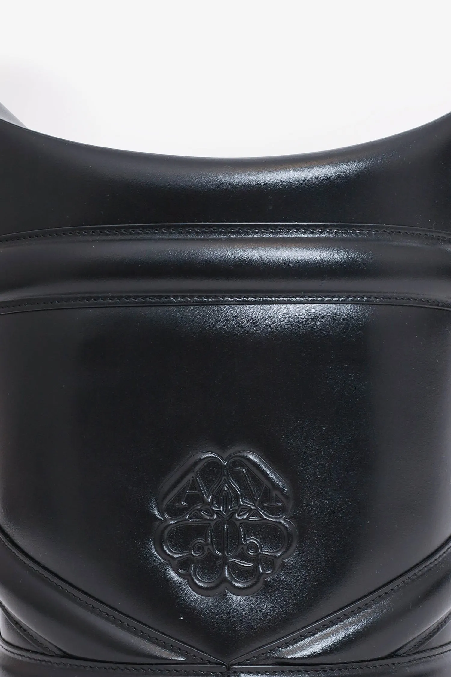 Alexander McQueen Black Leather The Curve Bucket Bag