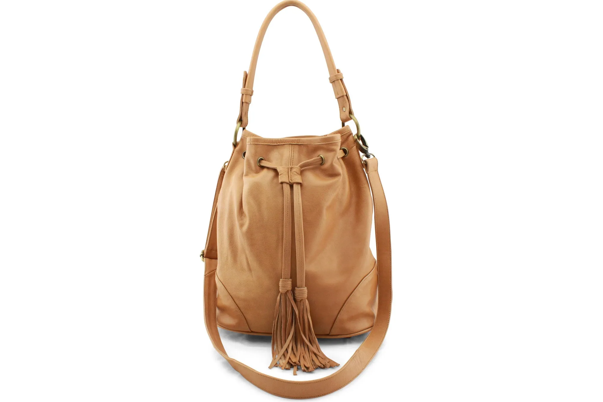 ALINE LEATHER HANDBAG IN TAN