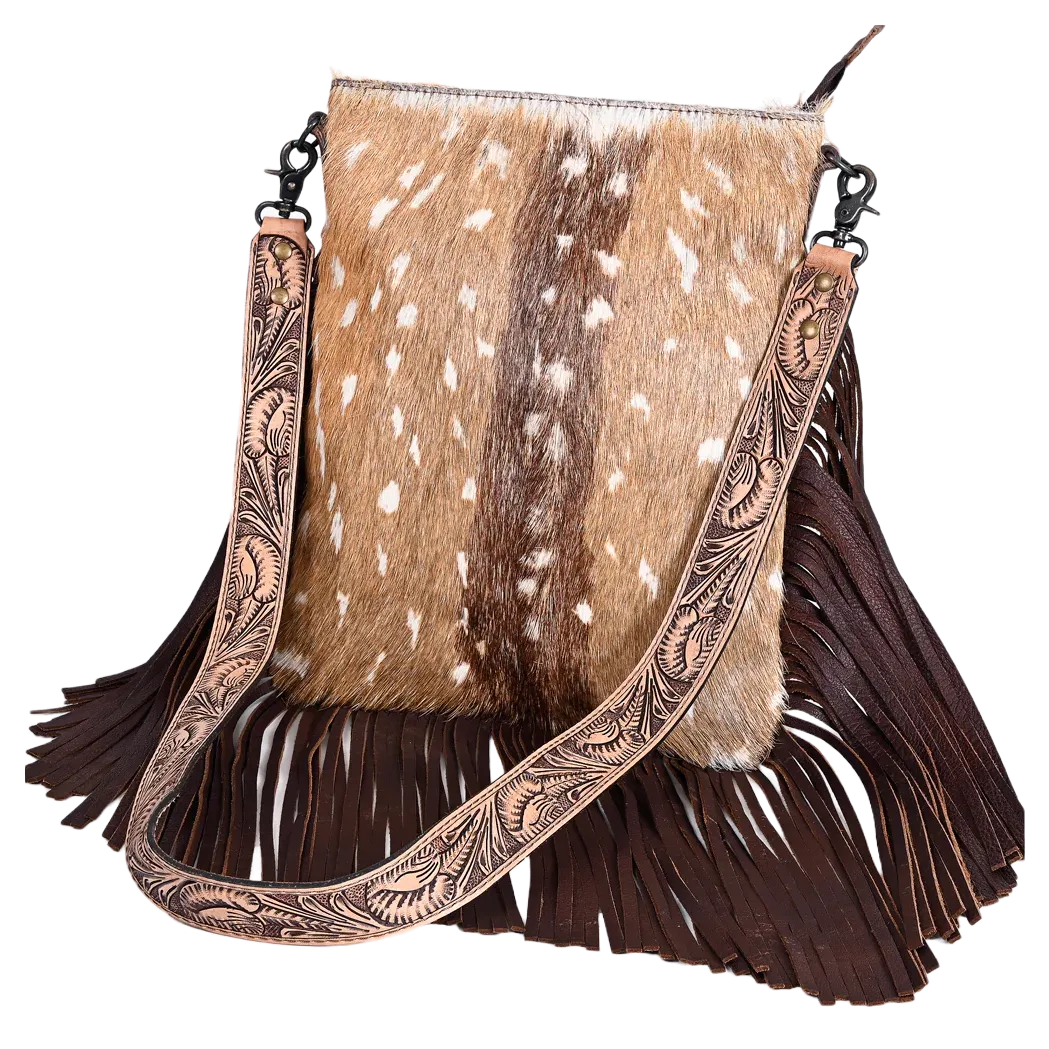 American Darling Ladies Floral Cowhide Fringed Bag ADBGS192CB