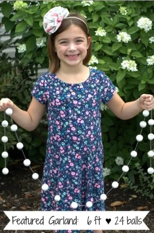 American Flag Garland with Felt Balls- Swirls & Dots