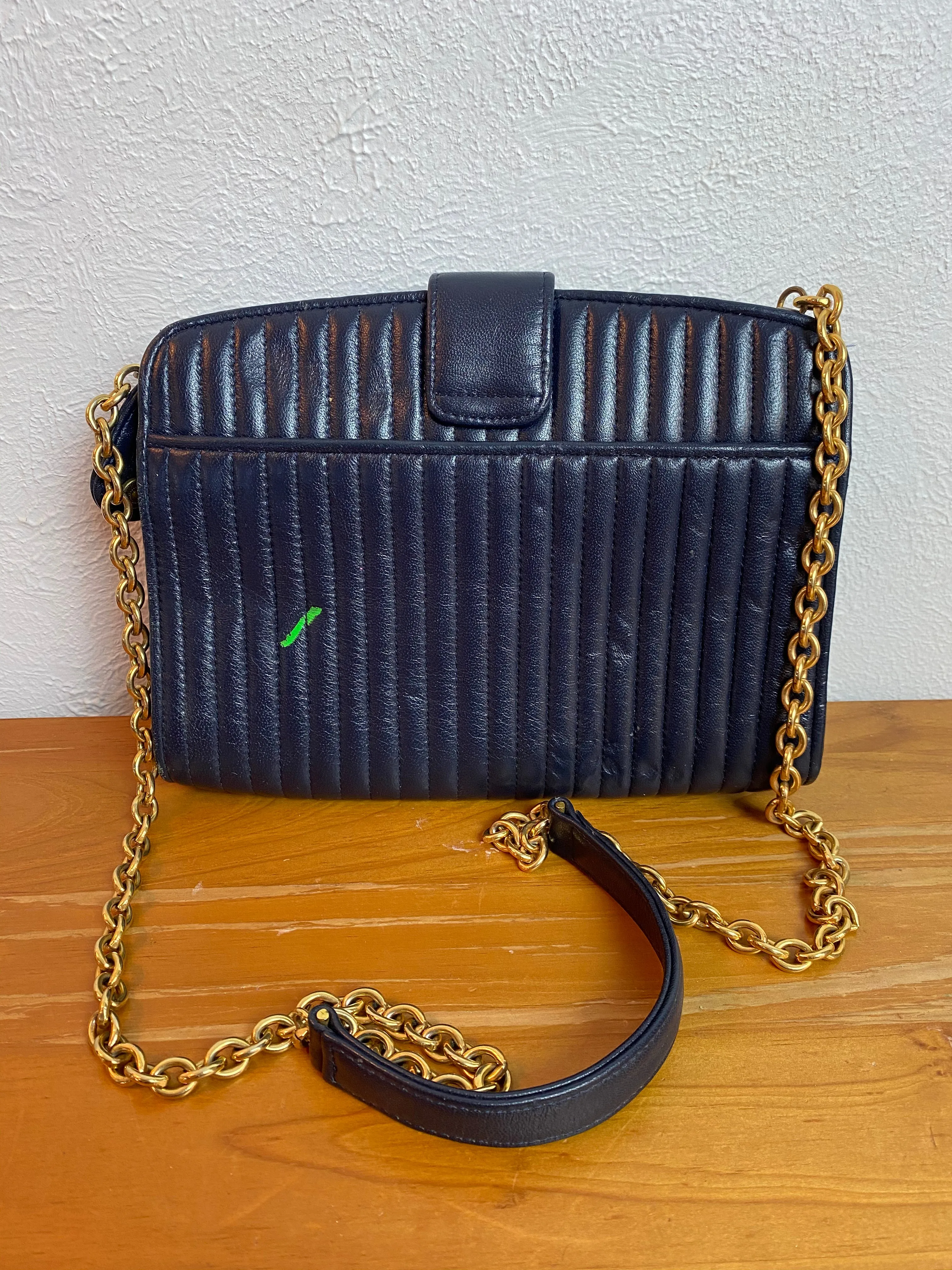 Anne Klein Quilted Leather Purse w/ Gold Chain