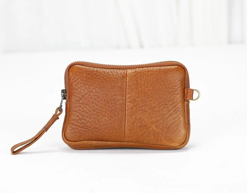 Antheia mini wallet - Brown pebbled leather