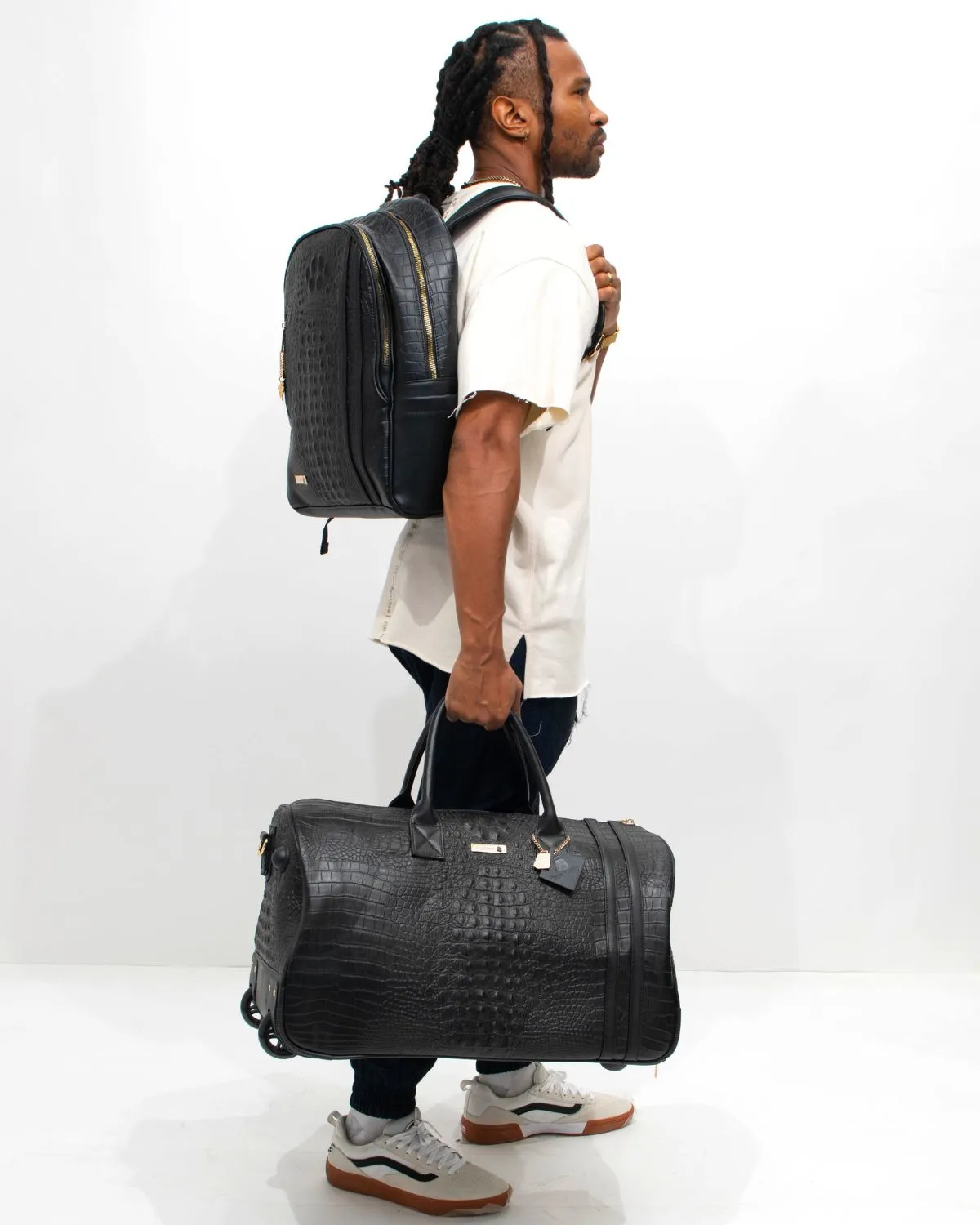 Apollo 2 Backpack & Rolling Duffle Bag Set in Black