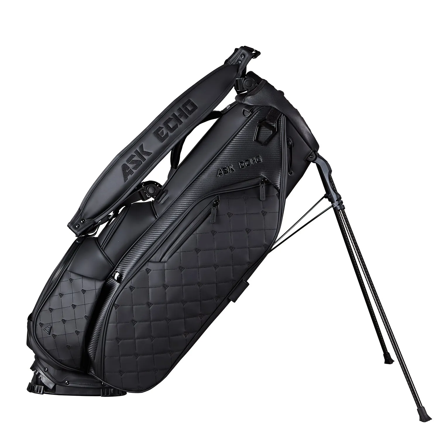 Ask Echo Golf Prestige-5 Way Compact Leather Stand Bag / Black