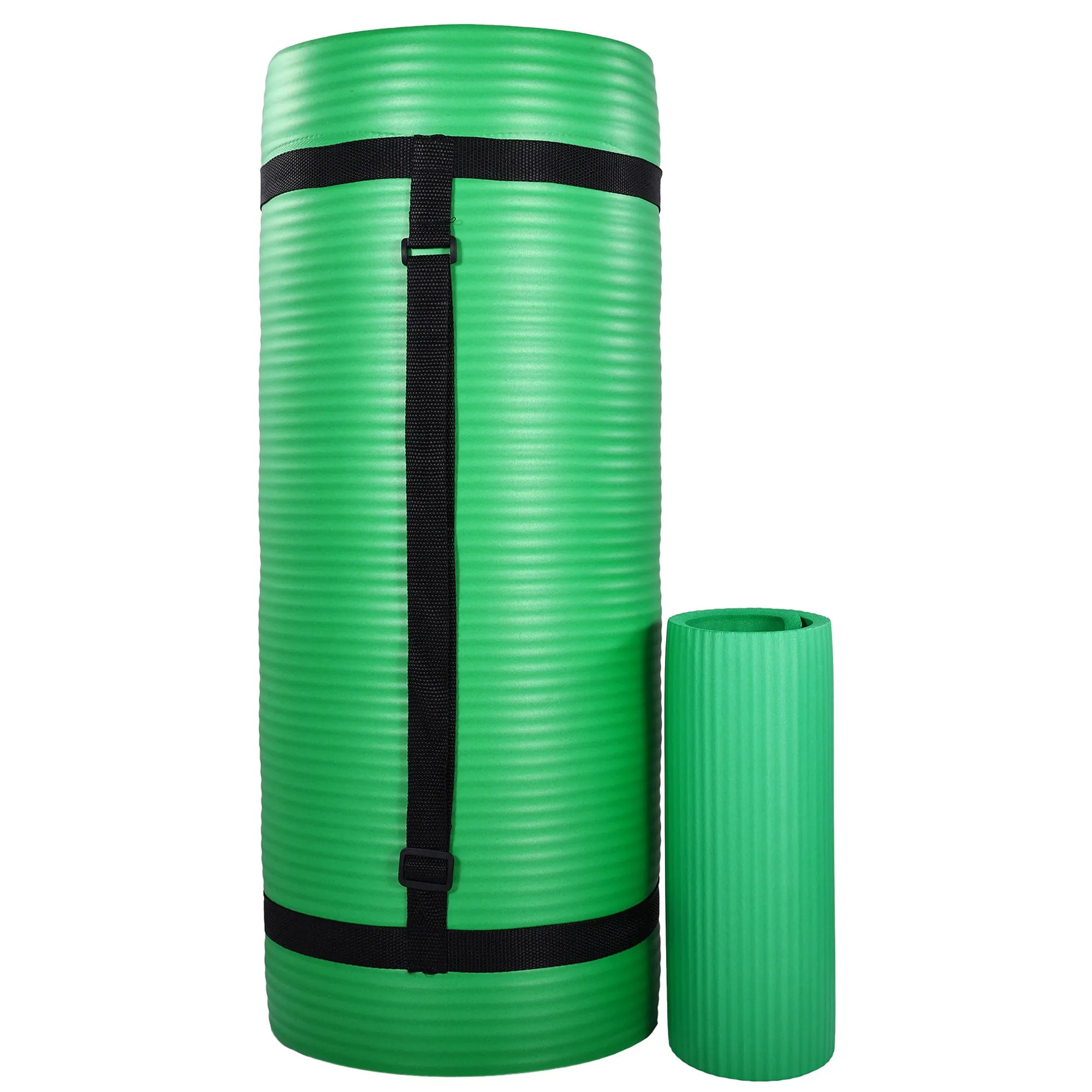 BalanceFrom 71"x24" Anti Tear Yoga Mat w/Strap, Knee Pad & Blocks, Green (Used)