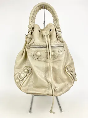 Balenciaga Paris Large Leather Brogue Drawstring Bag