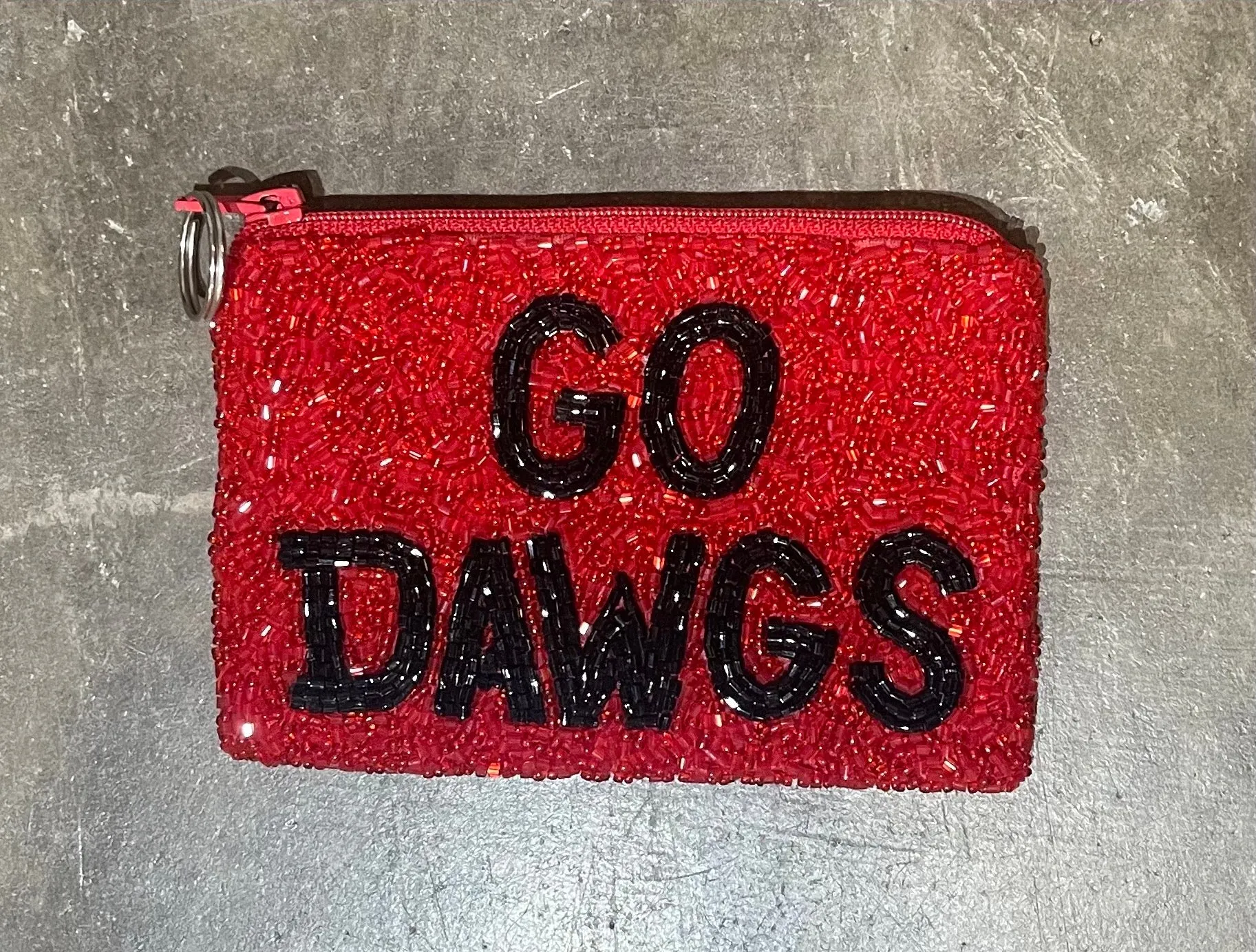 Beaded Small Coin Purse Go Dawgs