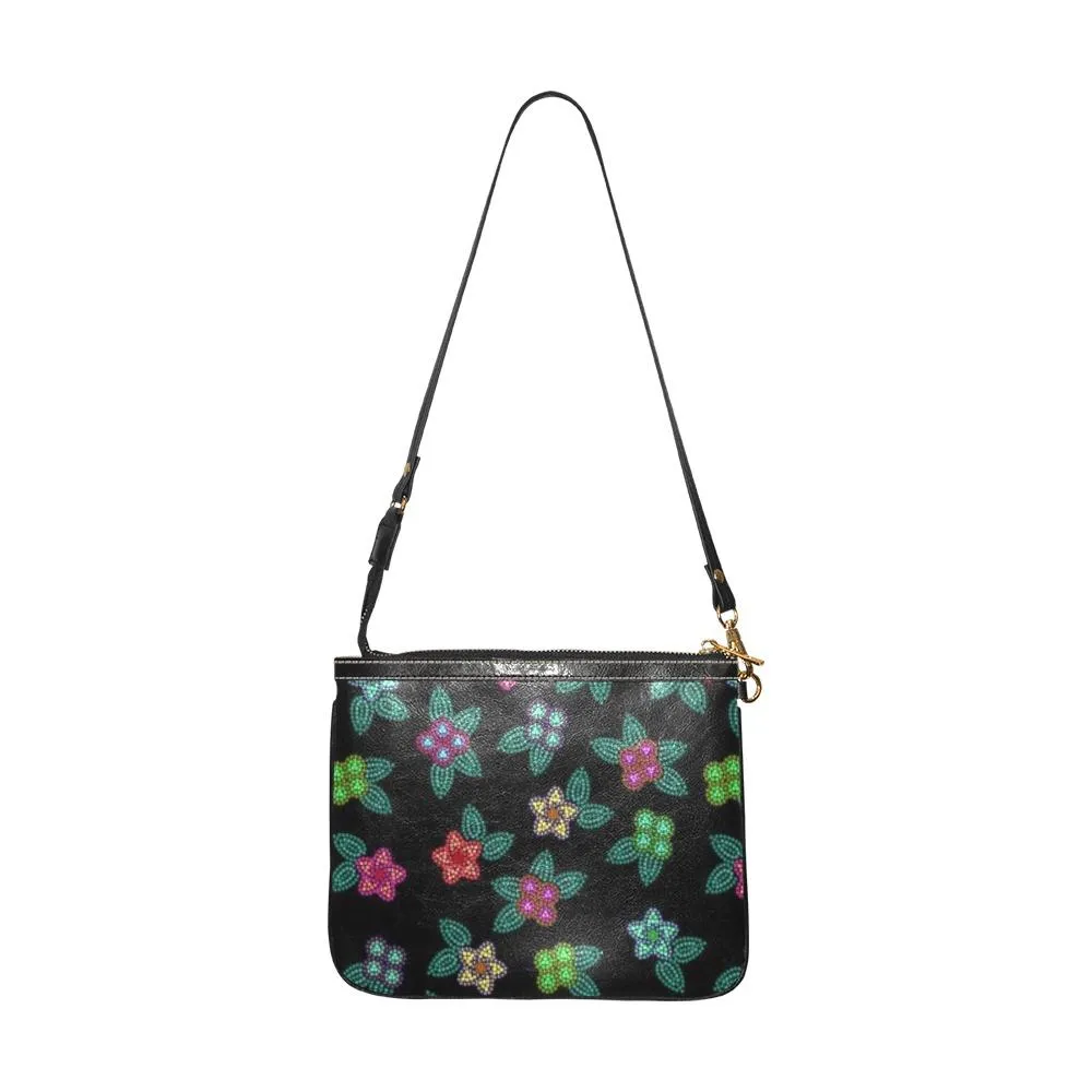 Berry Flowers Black Small Shoulder Bag