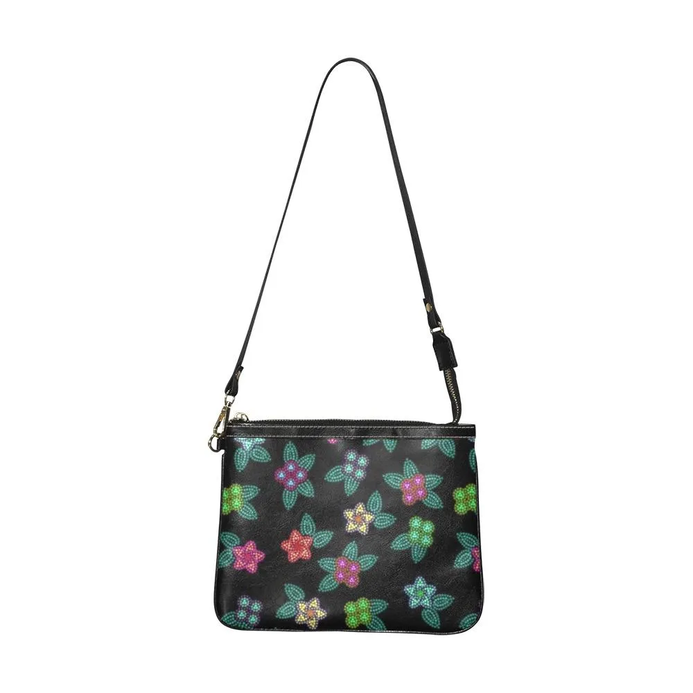 Berry Flowers Black Small Shoulder Bag