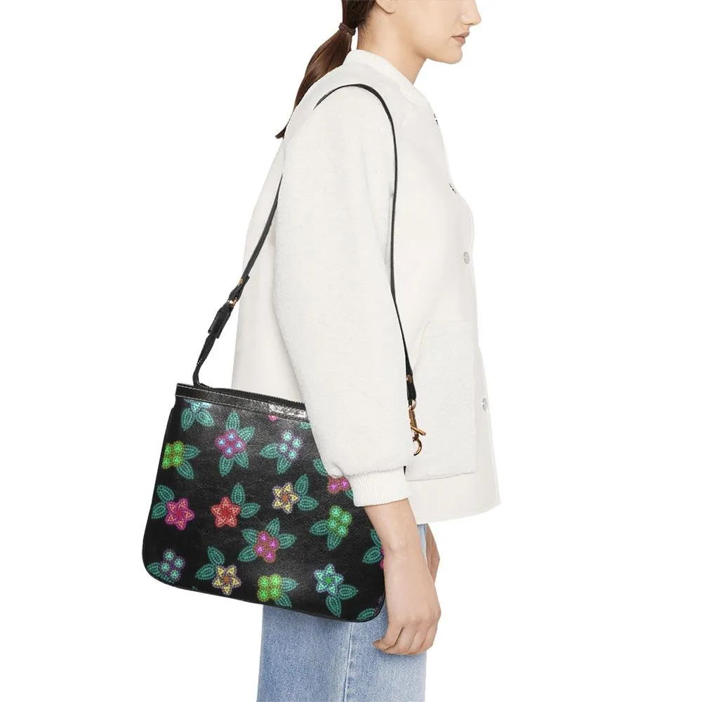 Berry Flowers Black Small Shoulder Bag