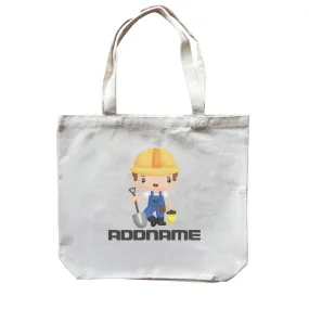 Birthday Construction Worker Boy In Work Addname Canvas Bag