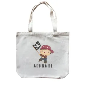 Birthday Pirate Boy Crew Holding Pirate Flag Addname Canvas Bag