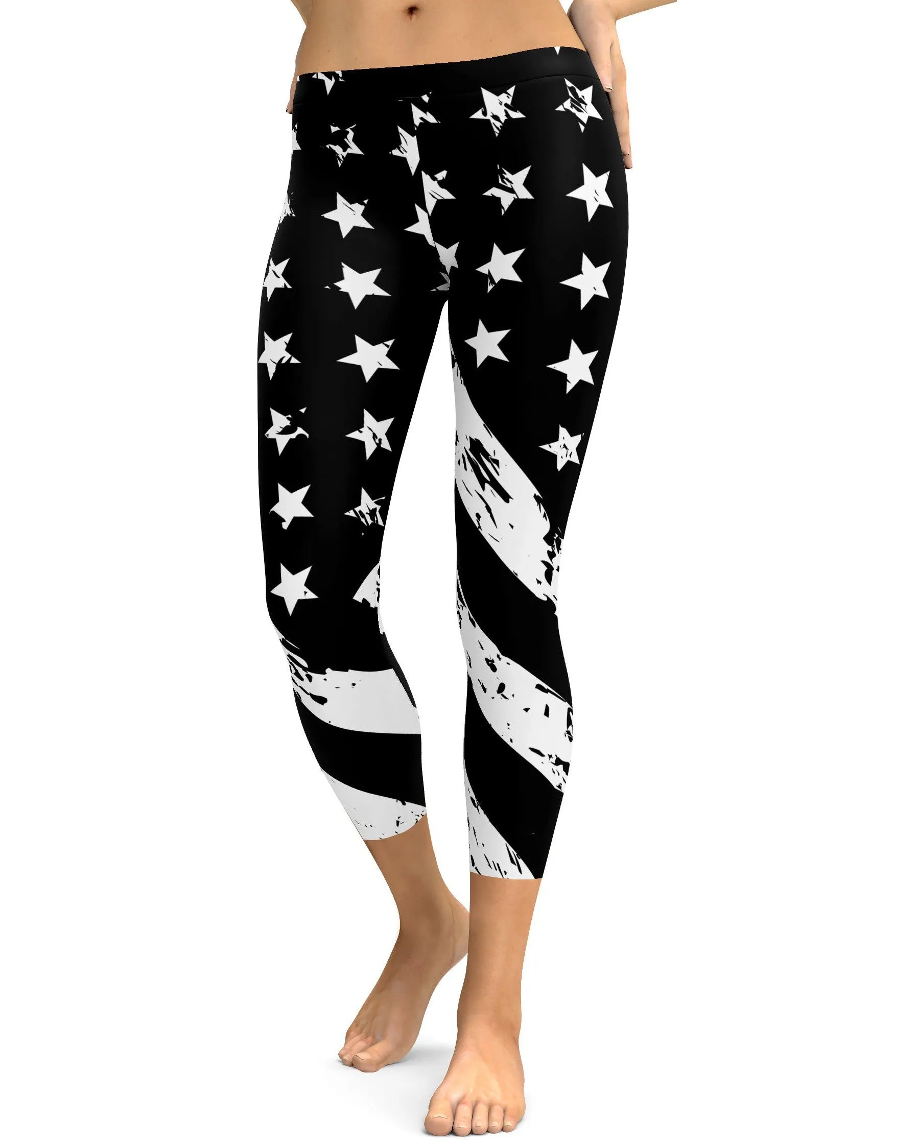 Black & White American Flag Capris