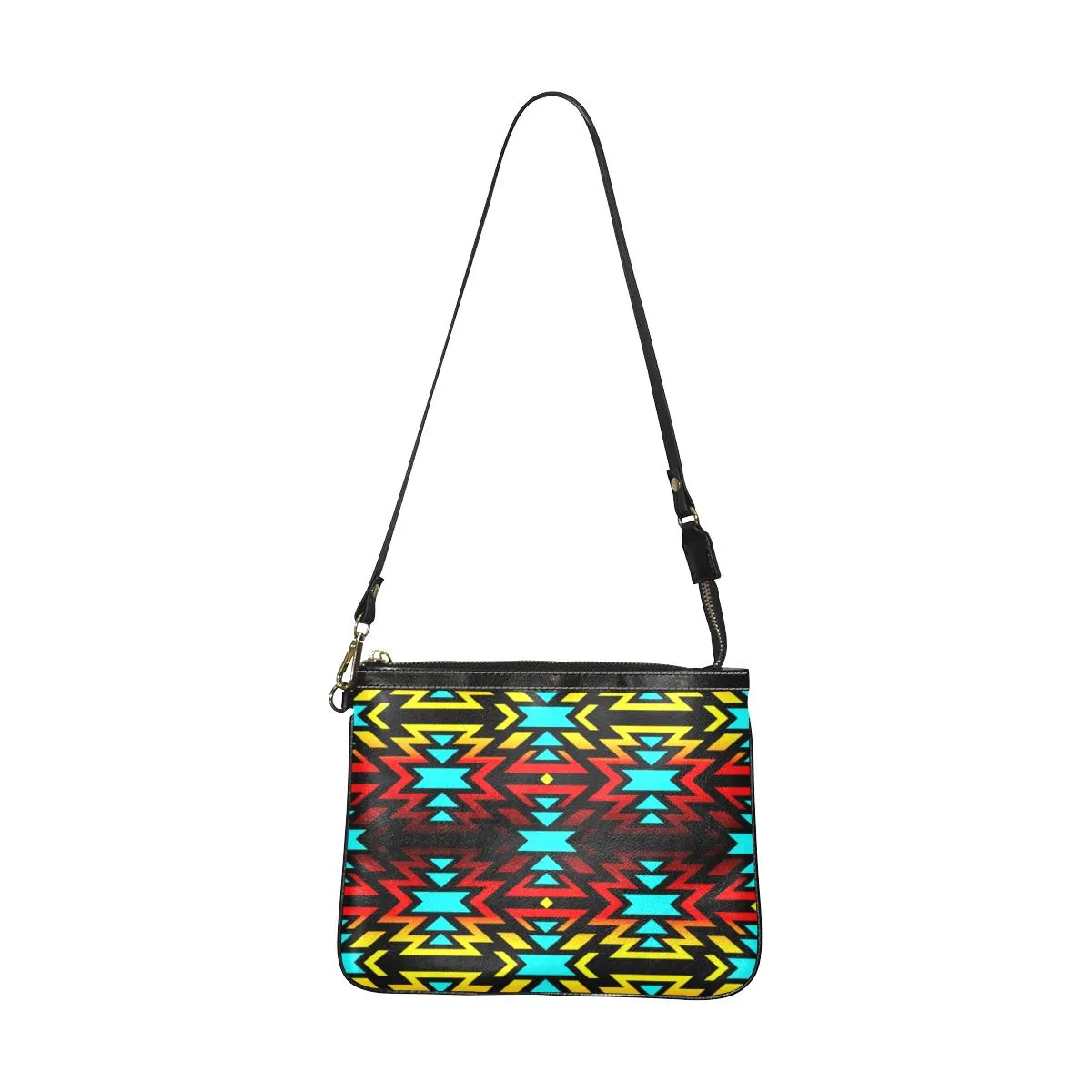 Black Fire and Turquoise Small Shoulder Bag