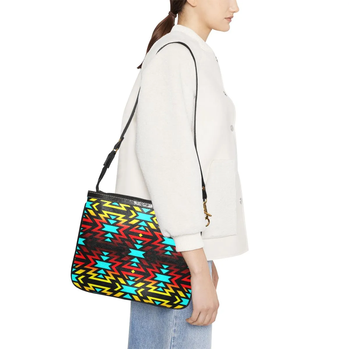 Black Fire and Turquoise Small Shoulder Bag