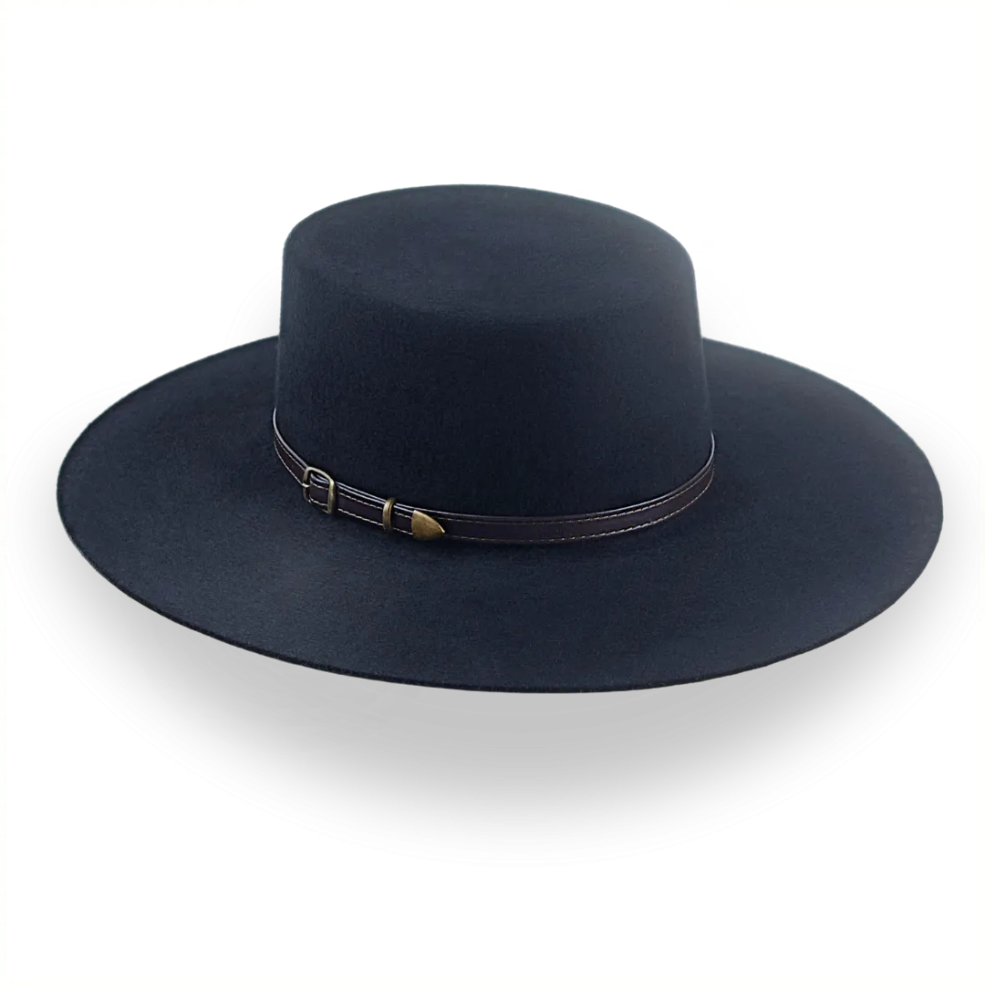 Black Flat Crown Cowboy Hat in Premium Wool Felt | The Galloper