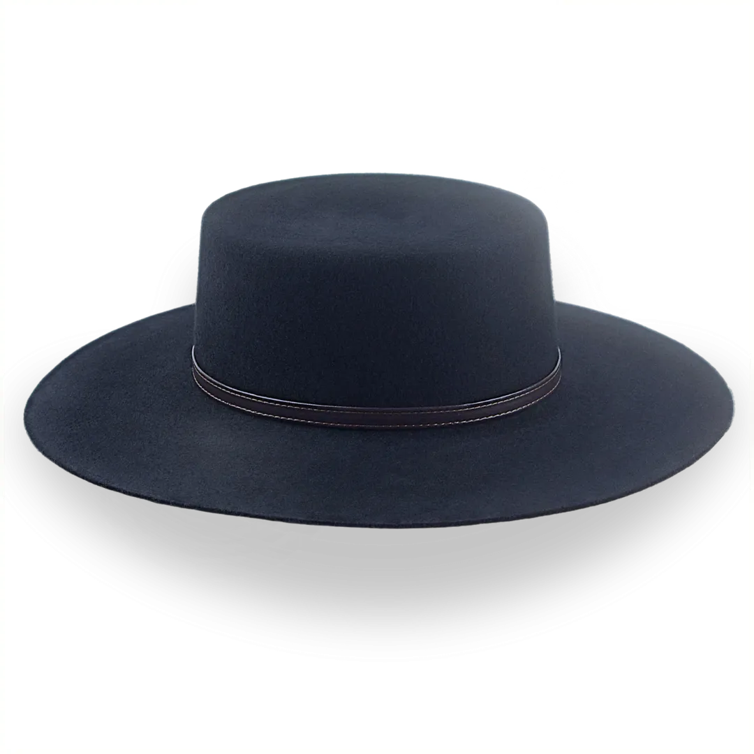 Black Flat Crown Cowboy Hat in Premium Wool Felt | The Galloper