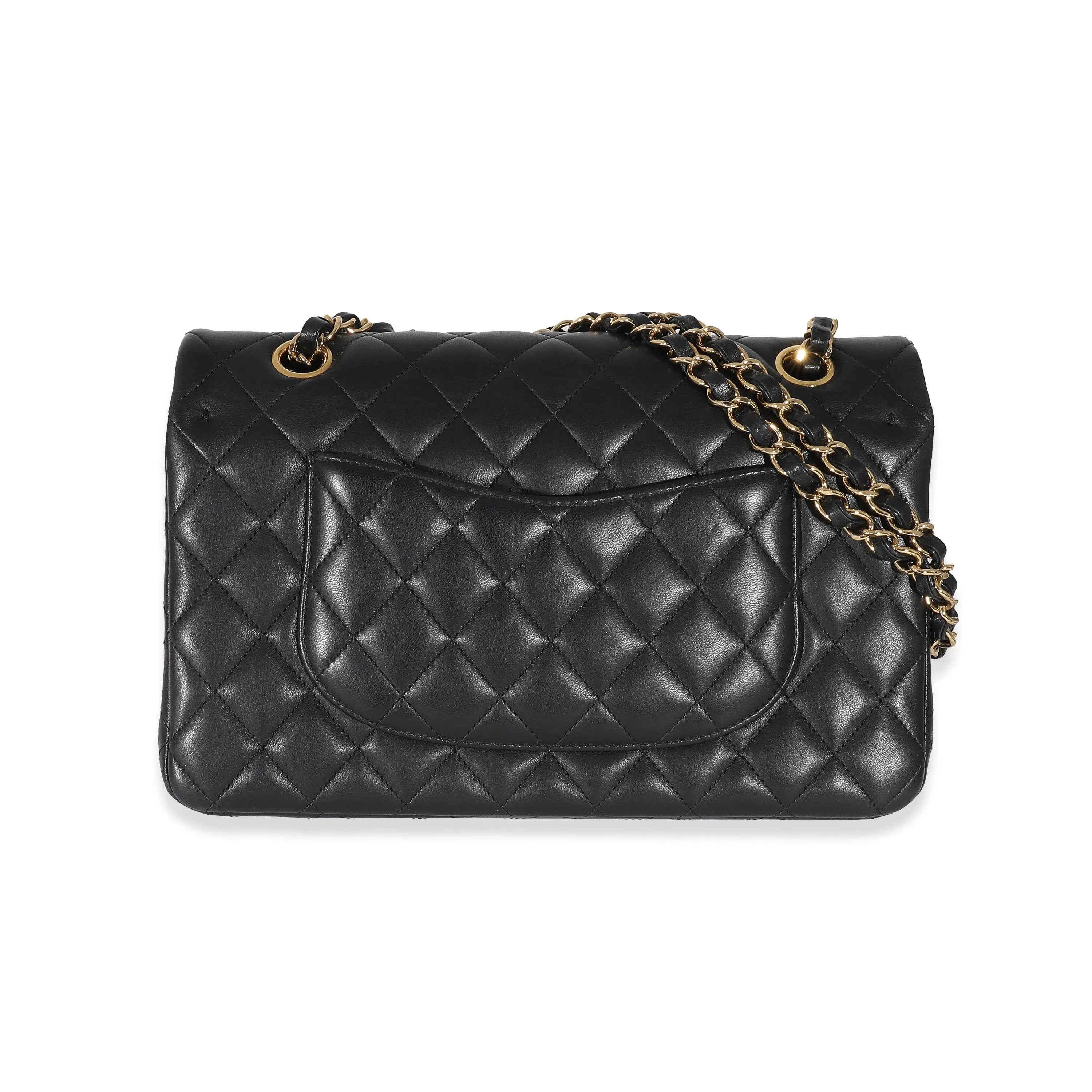 Black Lambskin Medium Classic Double Flap Bag