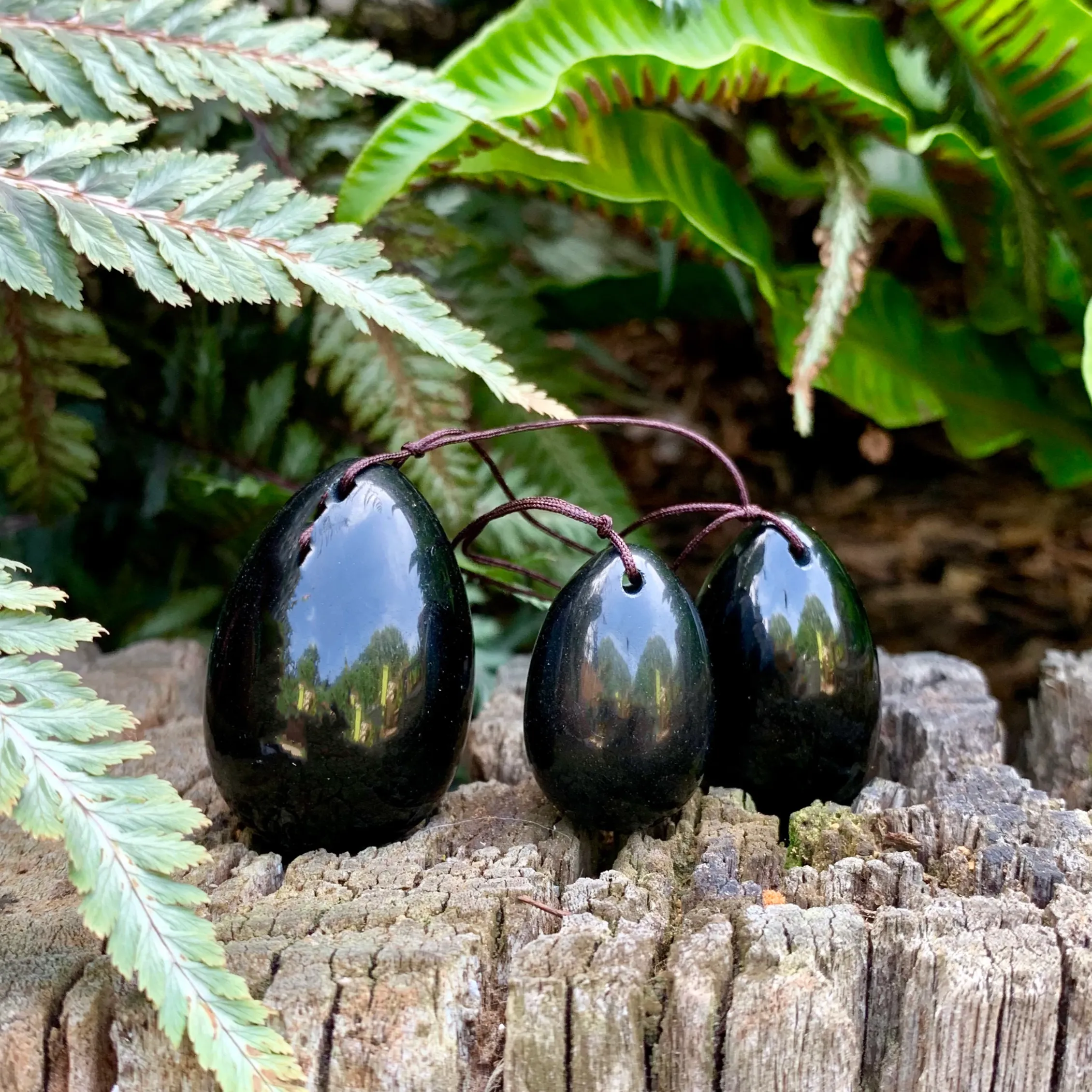 Black Obsidian Yoni eggs - Drilled Eggs