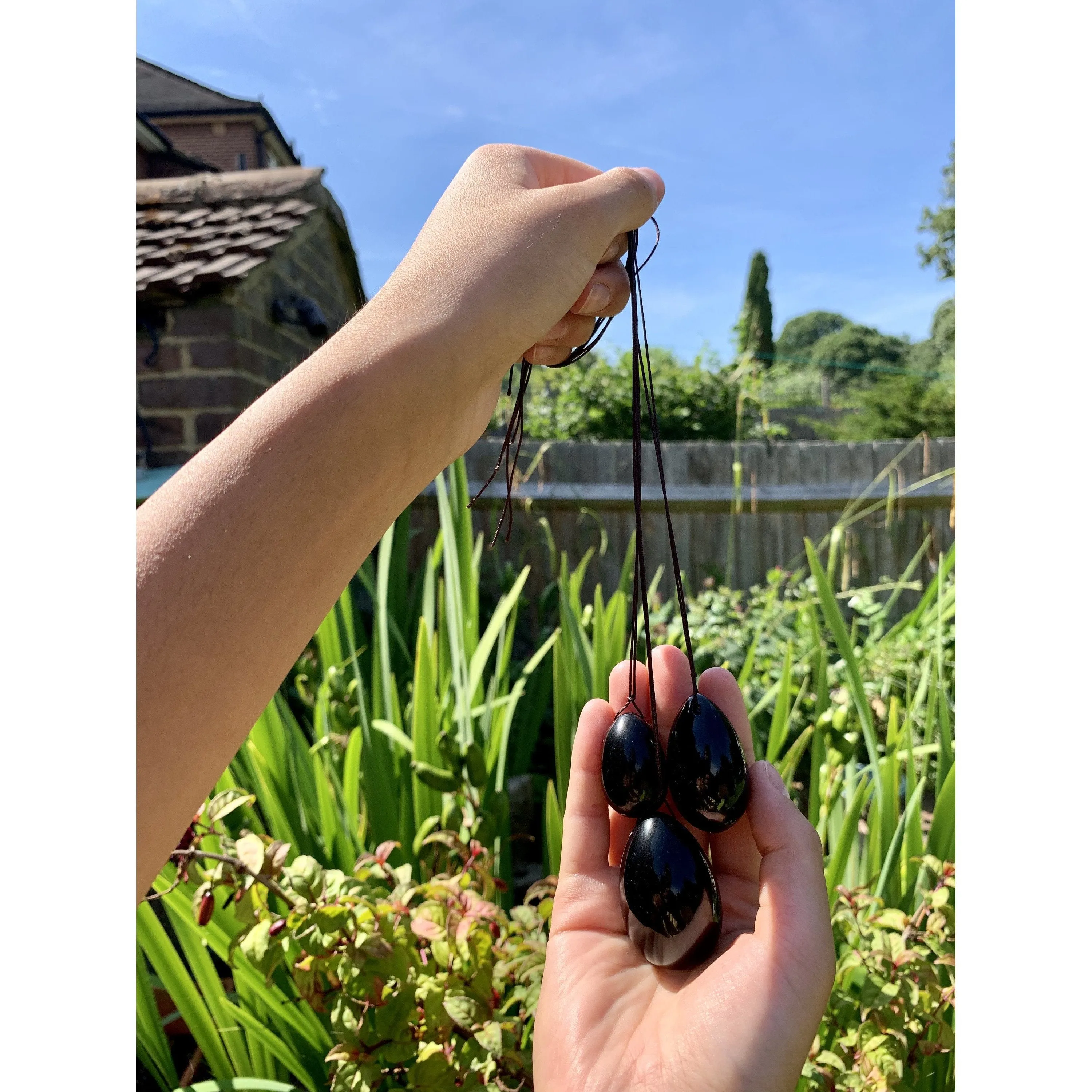 Black Obsidian Yoni eggs - Drilled Eggs