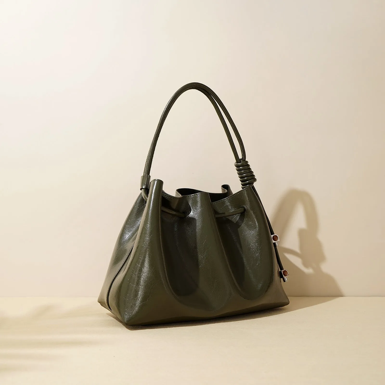 Black Patent Leather Bucket Bag Black Leather Bucket Handbag