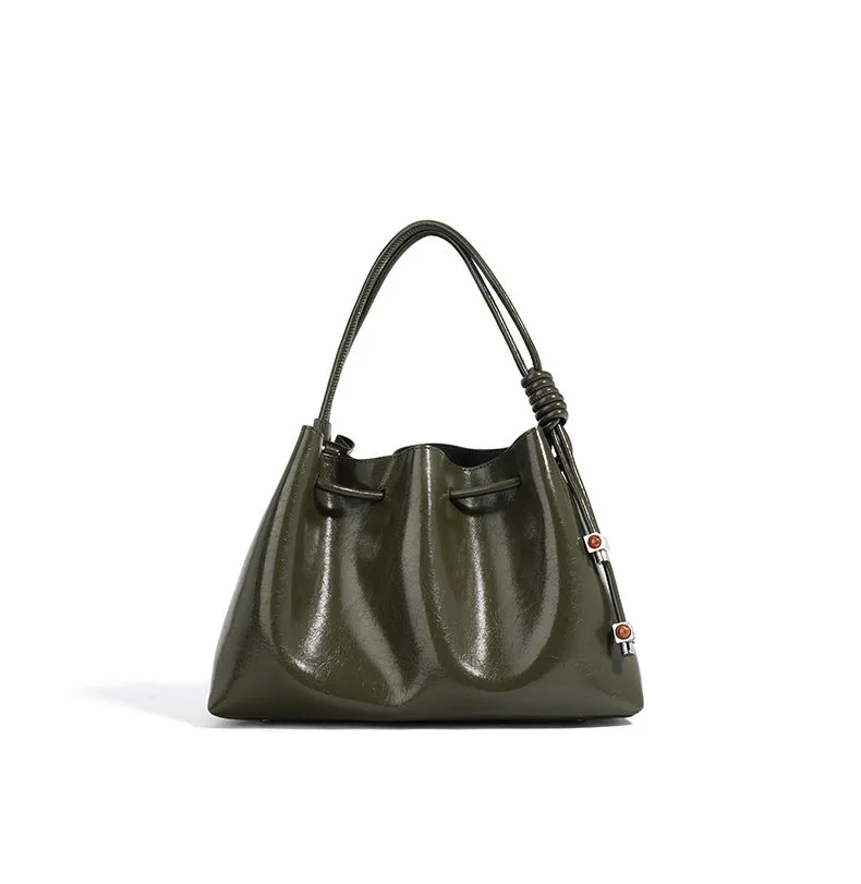 Black Patent Leather Bucket Bag Black Leather Bucket Handbag