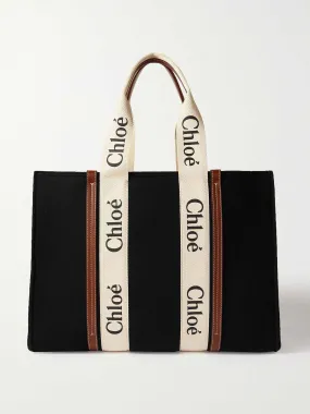 Black wool tote bag