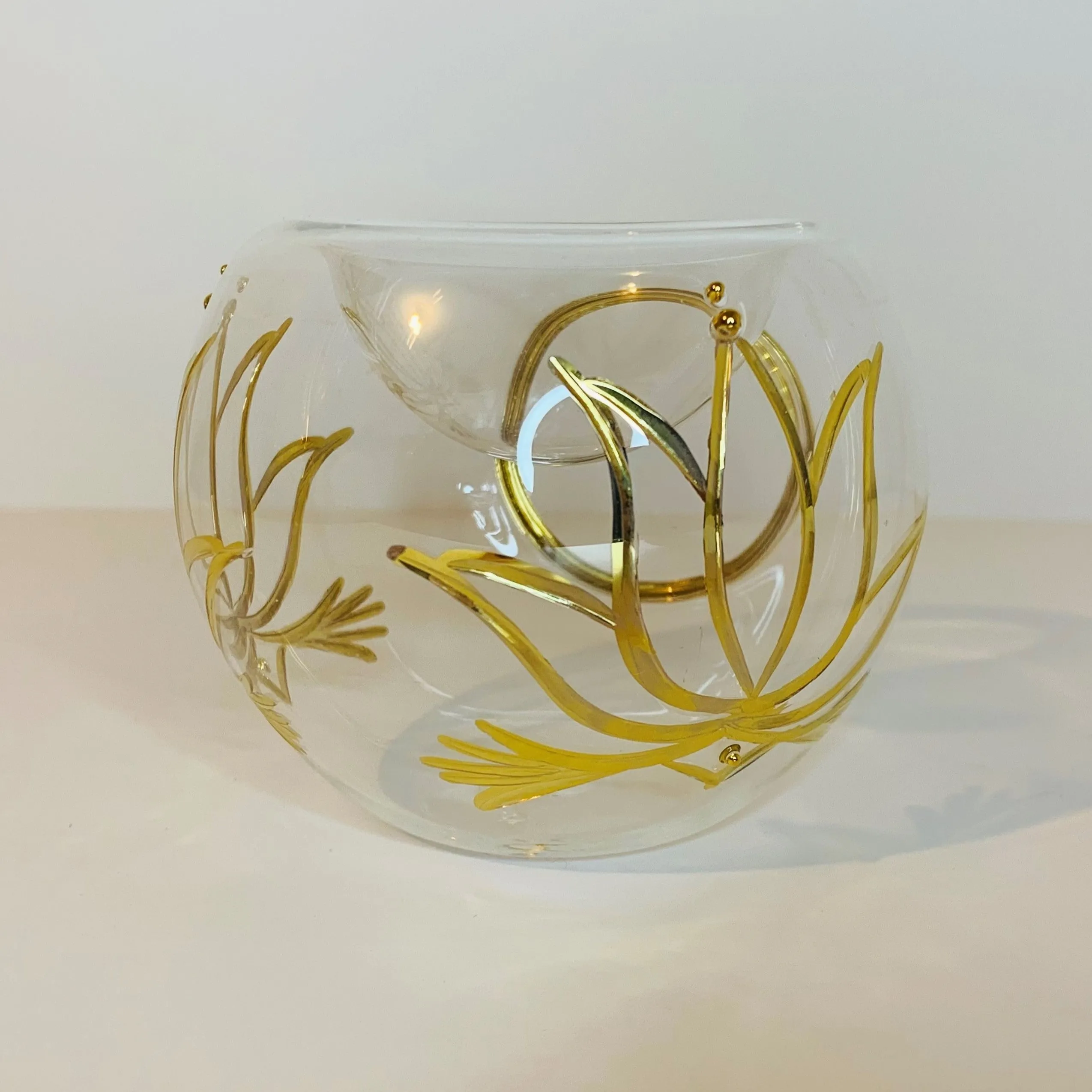 Blown Glass Oil Diffuser - Gold Lotus