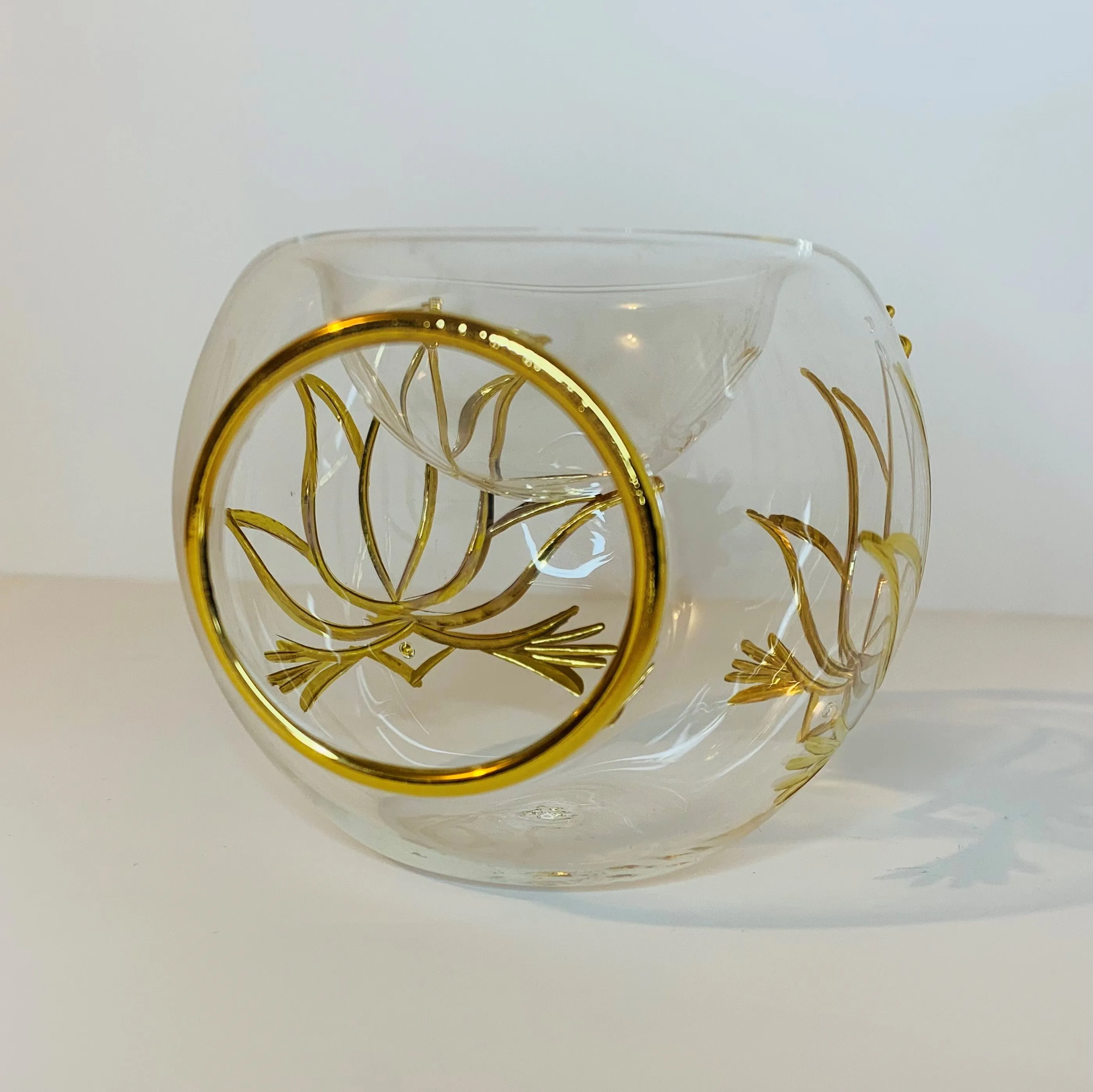 Blown Glass Oil Diffuser - Gold Lotus