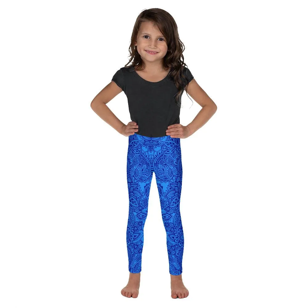 Blue and Navy Henna Tattoo Kid's Leggings