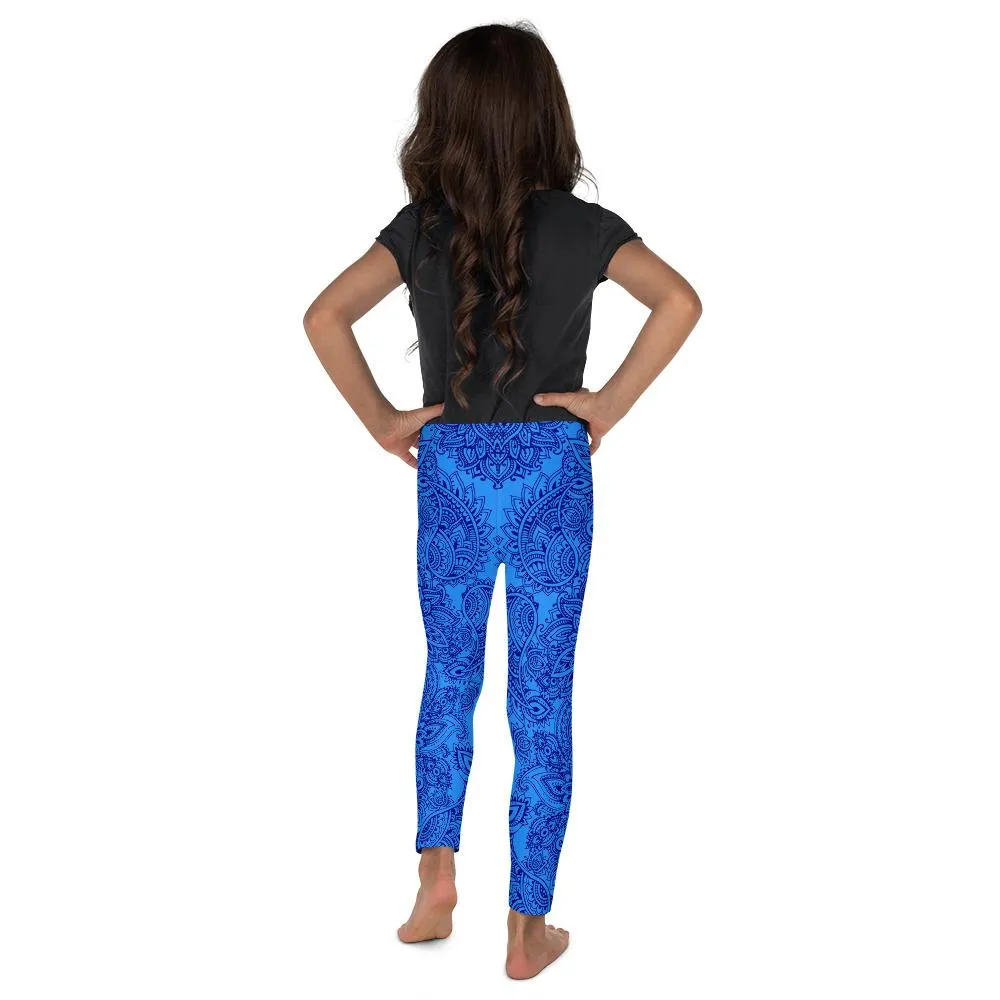 Blue and Navy Henna Tattoo Kid's Leggings