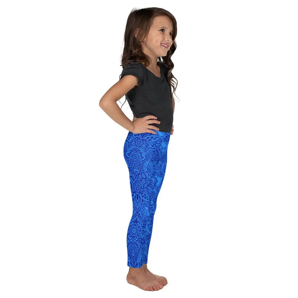 Blue and Navy Henna Tattoo Kid's Leggings