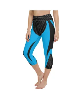 Blue Honeycomb Carbon Yoga Capris