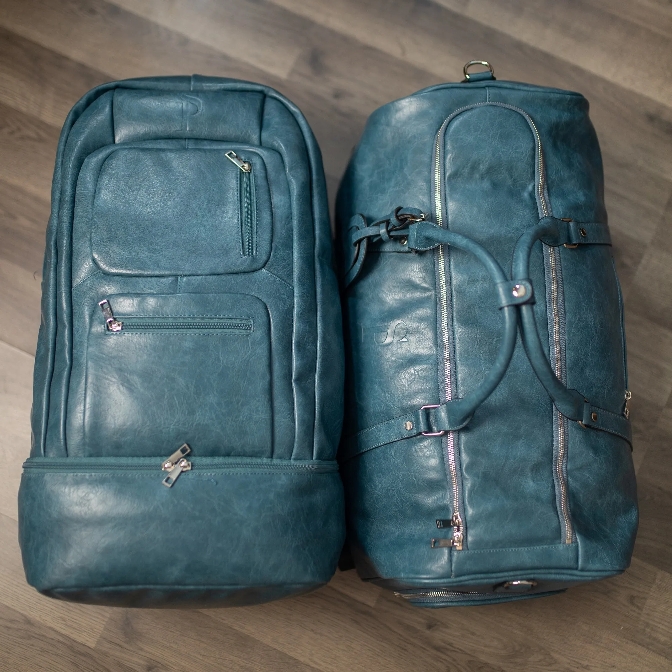 Blue Tumbled Luciano Leather 3 Bag Set